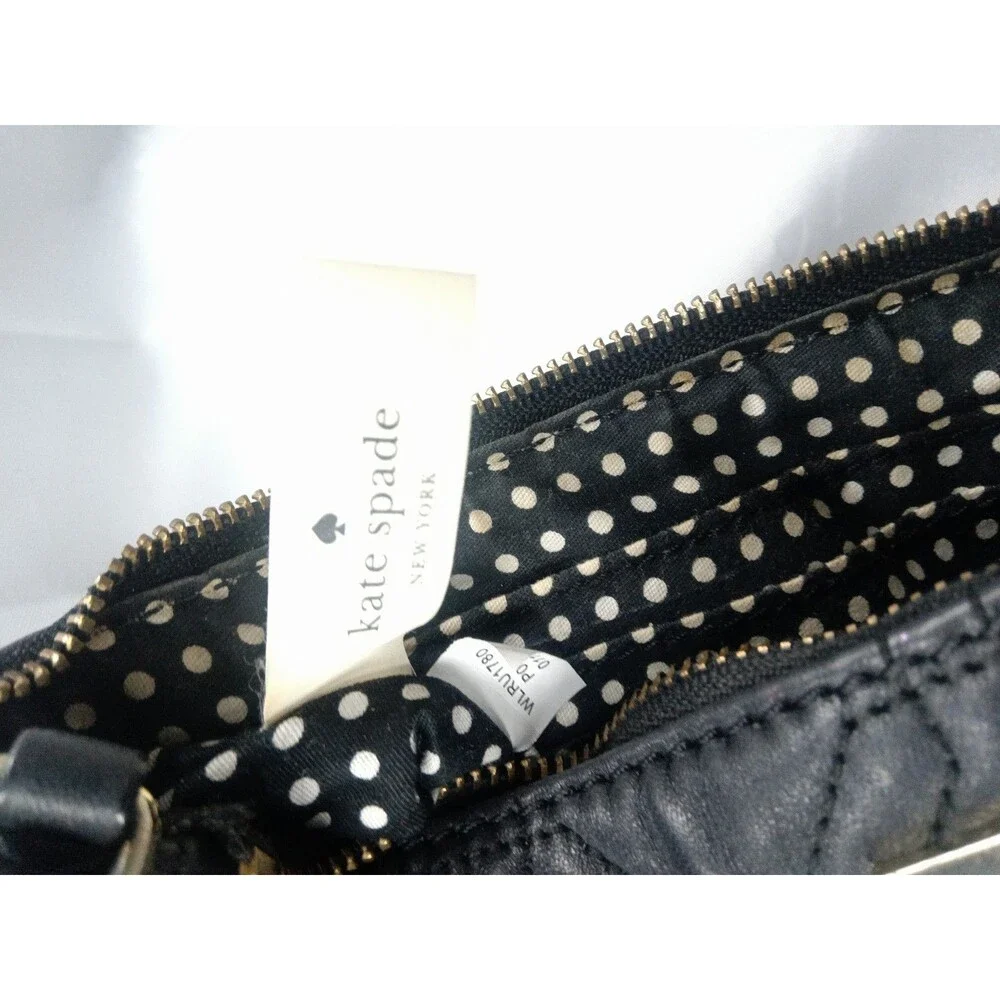 Kate Spade Linet Astor Court Quilted Black Leather Wristlet Purse WLRU1780